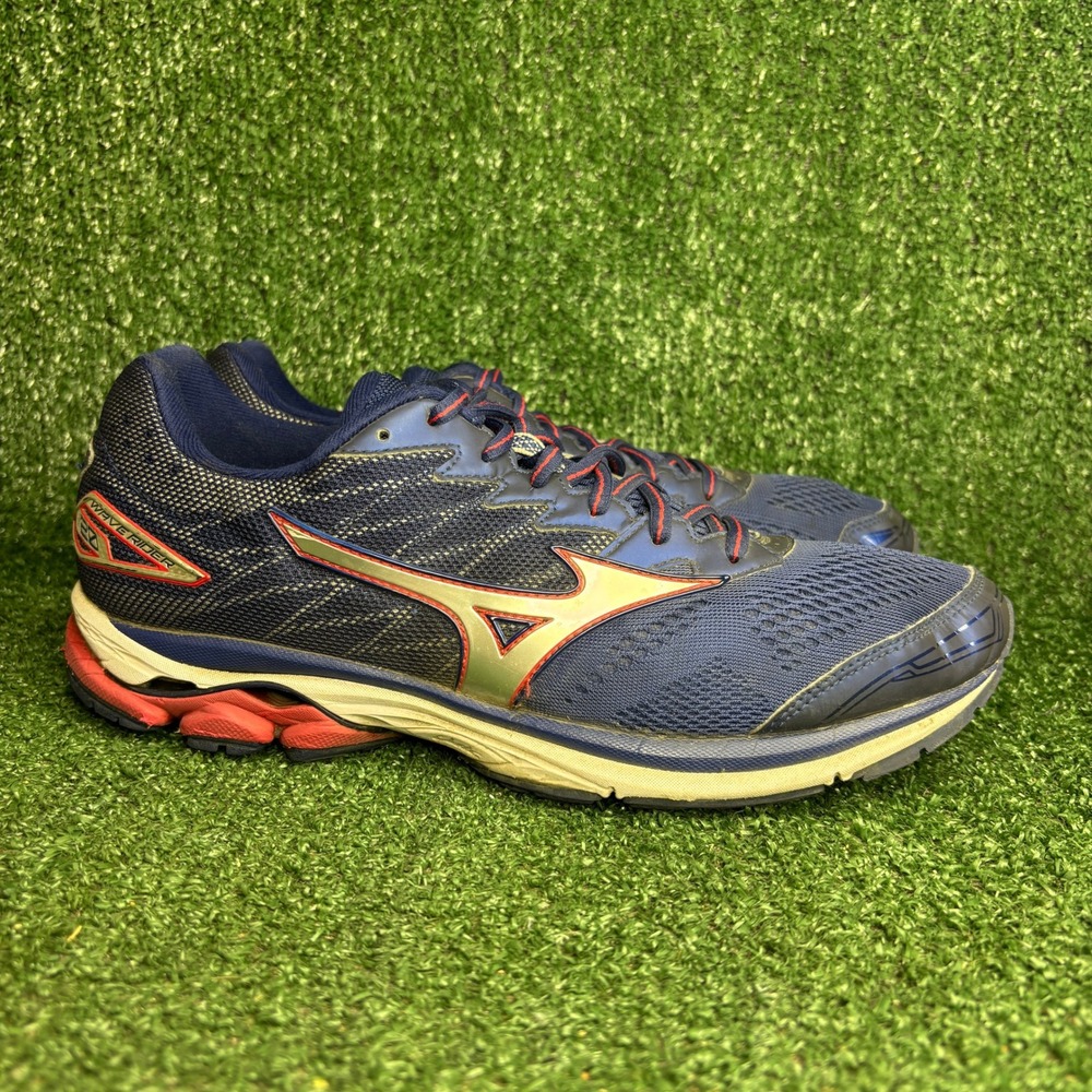 Mizuno Wave Rider 20 Running Mesh Athletic Training Shoes Navy Blue Mens Sz 9.5
